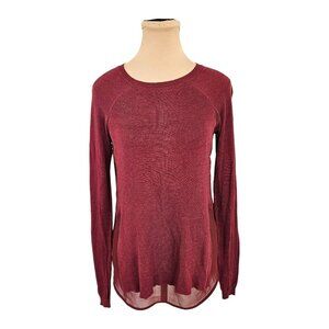 Rudsak Burgundy Maroon Mesh Knit Combo Long Sleeve Sz XS